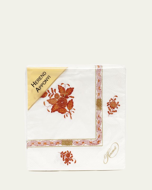 Chinese Bouquet Rust Paper Napkins, Set of 20